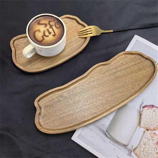 1pc Sandalwood Tray, Wooden Plate, Wooden Tray, Snack Tray, Food Tray, Tea Set Tray, Household Tray, Dessert Tray, Restaurant Tray, Kitchen Tray, Breakfast&Dinner Tray, Fruit Tray, Dinner Tray Christmas Gift
