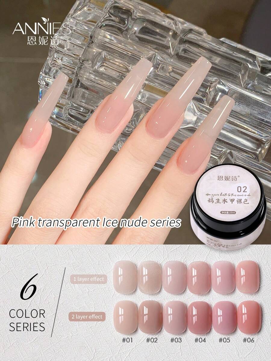 annies 6 Pieces Set 25ml/1pc Yannis Sheer Ice Cream Nude Color Nail Polish Gel, New Ice Transparent Jelly Nude Color, Suitable For Nail Salon - Nhiều màu - Xem 1