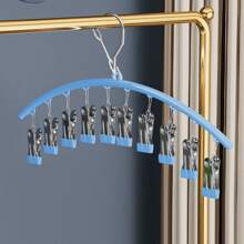 1pc Stainless Steel Sock Clip Hanger With 10-20 Clips, Balcony Drying Rack, Multi-Clip Stainless Steel Anti-Wind Anti-Slip Underwear Clothes Drying Rack Clothespins