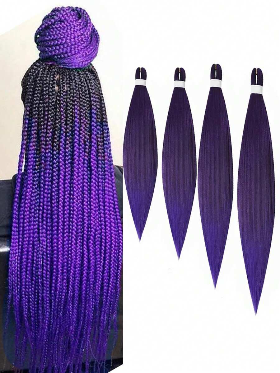 18~36 Inch 1 Pack Pre-Stretched Braiding Hair, Purple Ombre Long Braiding Hair Suitable For Twist Braids Or Box Braids, Yaki Texture Heat Settable Synthetic Braiding Hair Extensions