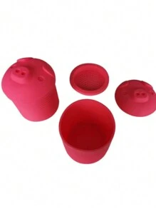 1pc Silicone Piggy Shaped Bacon Grease Strainer, Oil Collector, Kitchen Bacon Fat Storage Container