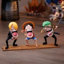 Banpresto Set di 3 Statuette dei Pirati Affamati Zoro, Sanji, Decorazione per la casa, Piccolo regalo, Regalo di Natale