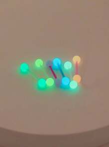 5 件/10 件时尚 10 色亚克力圆形杠铃夜光穿孔舌环，不锈钢 UV 柔性杆，舌头穿孔首饰套装 - 彩色 - 查看 11
