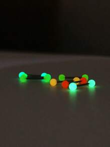 5 件/10 件时尚 10 色亚克力圆形杠铃夜光穿孔舌环，不锈钢 UV 柔性杆，舌头穿孔首饰套装 - 彩色 - 查看 10