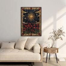 1 Pieza Impresión en lienzo con diseño de planta de luna creciente y sol sin marco, estilo vintage, hermoso tema floral y celestial, imágenes paisajísticas, pósters de arte de pared para sala de estar moderna, dormitorio y decoración del hogar, regalo perfecto