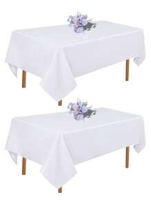 2 Packs White Rectangle Table Cloths For 4FT/6FT/8FT Rectangular Tables In Size 60*84/60*102/60*126/90*132/90*156 Inch, Wrinkle Resistant Washable Polyester Fabric Tablescloth For Buffet Banquet Wedding Dining Party