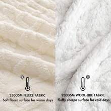 HOMESOL® | Manta Sofa De Borrego, Manta Doble Cara Franela Y Sherpa, 100% Poliester, Suave Y Caliente Para Invierno, 130x160 160x220 220x240 - 奶油白 - 查看 3