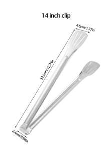 7 英寸/9 英寸/12 英寸/14 英寸不锈钢 3 叉食物钳，加厚且耐热，适用于家庭烹饪、烧烤、牛排、自助餐、面包钳