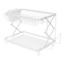 2 Tier Dish Drying Rack For Kitchen, Foldable Dish Drying Rack, Dish Drying Rack - White - View 5