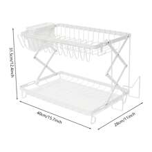 2 Tier Dish Drying Rack For Kitchen, Foldable Dish Drying Rack, Dish Drying Rack - White - View 10