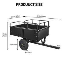 Studyset 750 Lbs Heavy-Duty Steel Dump Cart - 15 Cubic Feet Garden Utility Trailer With Removable Sides, Hand-Pull Or Foot Pedal Dumping For ATVs, UTVs, Lawn Mowers, And Tractors