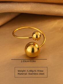 1 Set Minimalist Stainless Steel Sunflower Pendant Necklace, Earrings, And Ring With Multiple Small Metal Beads, Fashionable Business Style Suitable For Women To Wear To Banquets Or Commute Daily, Also A Great Gift For Her Valentines - Yellow Gold - View 7