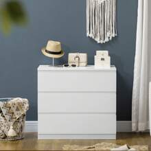 HOMCOM Commode 3 tiroirs commode chambre meuble de rangement épuré style moderne pour chambre à coucher, salon - 80 x 39 x 73 cm, blanc