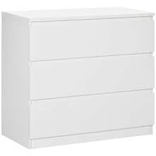 HOMCOM Commode 3 tiroirs commode chambre meuble de rangement épuré style moderne pour chambre à coucher, salon - 80 x 39 x 73 cm, blanc