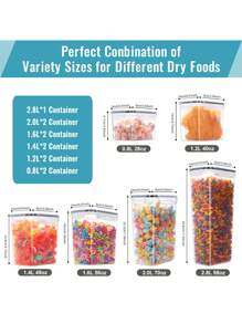 11 件带盖密封食品储存容器套装 - 非常适合厨房食品储藏室整理和储存谷物、大米、意大利面、茶、坚果和咖啡豆 - 适用于洗碗机，附带标签和记号笔 - 黑與白 - 查看 2