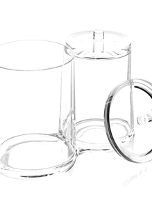 ACRYLIC DOUBLE COTTON SWAB AND COTTON HOLDER MULTI-PURPOSE COSMETICS ORGANIZER IDEAL FOR DRESSING TABLE - 無色 - 查看 8