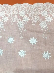 1码刺绣蕾丝花边，26厘米宽，可用于服装下摆和袖口的DIY装饰 - 白色 - 查看 7