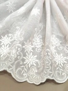 1码刺绣蕾丝花边，26厘米宽，可用于服装下摆和袖口的DIY装饰 - 白色 - 查看 4