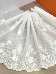 1码刺绣蕾丝花边，26厘米宽，可用于服装下摆和袖口的DIY装饰 - 白色 - 查看 5