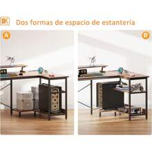 Escritorio Para Ordenador Con Enchufe Led En Forma De L - Negro - Ver 6