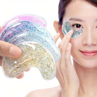 1 Pair Of Glitter Gel Eye Masks Reusable Dual Temperature Eye Masks, Hot And Cold Therapy Mask, Soothing Puffy Eyes, Dark Circles, Gel Eye Bag Patches, Physical Cooling, Suitable For Whole Body