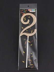 1 件大号数字 0 1 3 4 5 6 7 8 9 生日蛋糕装饰，金色闪亮水钻生日快乐蛋糕装饰，编号 1 10 16 18 21 30 40 50 60 70 80 蛋糕装饰适用于生日派对结婚周年纪念装饰