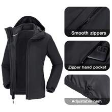 CAMEL CROWN Women's Ski Jacket Waterproof 3 In 1 Winter Coat With Fleece Inner Warm Windproof For Snow Outdoor Hiking