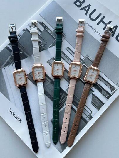 DOUKOU 1 PIEZA Reloj de mujer de moda nuevo, Reloj de mujer de movimiento de cuarzo, Cuadrado pequeño y elegante, Correa suave y cómoda de alto nivel, Función impermeable para la vida diaria, Adecuado para regalos de cumpleaños, Halloween, Navidad