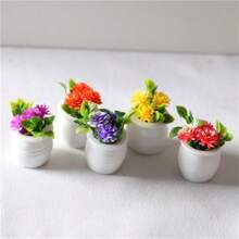 5pcs/4pcs/3pcs/2pcs/1pc Mini Ditsy Floral, Miniature Potted Plants Decor, Dollhouse Miniature Realistic Colorful Flower, Plant Pot, Miniature Model, Micro Landscape Accessory - Multicolor - View 5