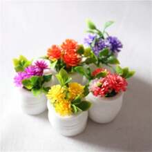 5pcs/4pcs/3pcs/2pcs/1pc Mini Ditsy Floral, Miniature Potted Plants Decor, Dollhouse Miniature Realistic Colorful Flower, Plant Pot, Miniature Model, Micro Landscape Accessory - Multicolor - View 4