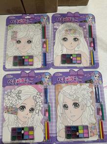 1pc Random Sticker Makeup Toy Set, Diy Doodles & Watercolor Painting, For Creative Artwork And Handicraft