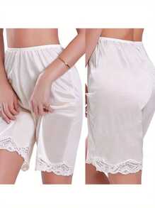 Summer Outfits For Women Classic Midi Pyjama Bottoms Summer Casual Soft Solid Lace Half Slip Sleepwear