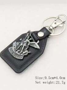 1 Peça Pingente De Carro Com Cruz De Nossa Senhora De Metal Vintage Personalizado & Pu Material Com Anel De Gancho Para Chaves