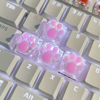 4pcs Handmade Cute Cat Paw Keycaps, Suitable For Custom Mechanical Keyboard - ABS Resin, Business Style, OEM Height