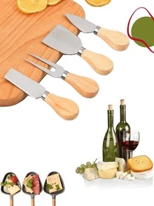 Cheese Cutting Set 4 Pieces Stainless Steel Knife Spatula Kit - Màu nâu  Mocha - Xem 2