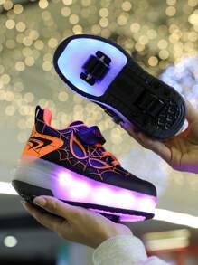 GUANGLAN 2-In-1 LED Light Up Roller Skates For Girls, 2 Wheels Removable USB Rechargeable 2024 New Spring Summer Autumn Winter Leather Upper 11 Flashing Modes