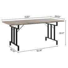 Ataucjin Farmhouse Dining Table For 6-8 People,70.87-Inch Rectangular Wood Kitchen Table,Rustic Style Dining Table With Heavy Duty Metal Legs For Dining Room,Home Office,Living Room,Large Dining Room Table For Big Family - Grey - View 3