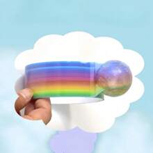1件/2件创意彩虹绒球减压胶带，冰透明水晶粘球胶带，减压玩具粘球 - 彩虹色 - 查看 5