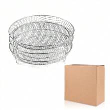 1/3/6 Pcs Air Fryer Round Racks, Stackable Racks, Dehydrator Racks, Drip Tray, Roasting Racks, Food Frying Basket Accessories Set For BBQ Grill & Air Fryer