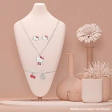 Hello Kitty Jewellery Set Silver Colour Necklace Bracelet Stud Earrings Kawaii Gift
