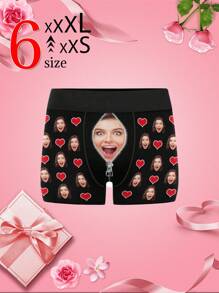 Customized Boyfriend Portrait Briefs, Can Customize Cartoon Portrait, Suitable As Gift For Husband, Father, Also Can Customize Photo Briefs, Personalized Gift, Comfortable & Breathable, Anniversary, Valentine's Day, Birthday, Wedding Gift - Multicolor - View 2