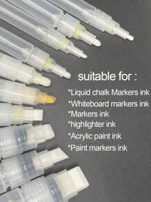 Refillable Paint Pen Empty Marker [1mm-15mm], Clear White Acrylic Permanent Empty Paint Marker, Fillable Paint Pens For Rock Painting, Ceramics, Glass, Graffiti, Stone, Art, And DIY Back To School