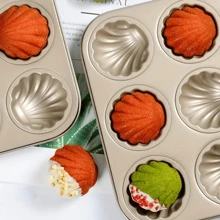 3pcs/1pc Madeleines Baking Mold Pan, 4/6/9 Cavities Non-Stick Candy Mold, Carbon Steel Cake Mold, Madeleines Pan, Shell Shape Baking Molds For Cookies, Cakes, Chocolate,