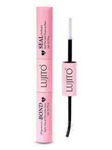 LUJITO Lash Bond And Seal 10ml Individual Lashes Glue And Seal Super Strong Hold DIY Lash Extension And Lash Glue Remover 4.5ml And Eyelash Tweezers Kit Hold 48-72 Hours Waterproof Cluster Lash Glue Eyelash Extension Kit Makeup Tool, Hypoallergenic Liquid Glue For DIY Extensions And Personal Makeup Lash Glue,Eye Lash Glue