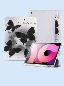 Black Butterfly Case Compatible With IPad 10.2 Inch 2021/2020 IPad 9th/8th Generation,Compatible With Samsung Galaxy Tab A8 10.5 Inch 2022, Tab Cover,With Pen Holder,Supports Automatic Sleep/Wake Lid