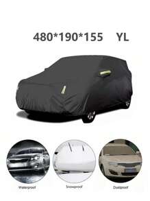 Funda Completa Para Auto Con Rayas Reflectantes,Cubierta Coche Completa Reflectante Protección Solar Imperme,Cubierta Coche Universal  YL  Protección  Solar  480*190*155MM - Negro - Ver 1