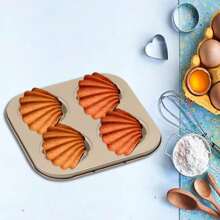 3pcs/1pc Madeleines Baking Mold Pan, 4/6/9 Cavities Non-Stick Candy Mold, Carbon Steel Cake Mold, Madeleines Pan, Shell Shape Baking Molds For Cookies, Cakes, Chocolate,