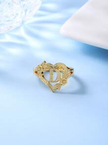 1pc Stylish Adjustable Rings With Heart, Letter, Geometric Pattern Design, Fashion Accessories, Ideal Gift