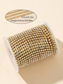 1 卷 3 毫米 5 米/10 米超闪亮水钻链，手工缝纫装饰链，DIY 装饰链，婚纱装饰 - 彩色 - 查看 28