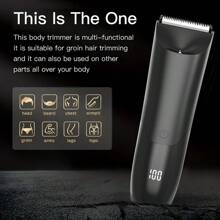 男士体毛修剪器，电动剃须刀，电动私处毛发修剪器，陶瓷刀片男士理容修剪器，全身理容，500mAh电池容量 - 黑色 - 查看 6
